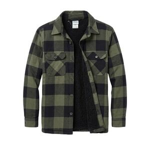 Highland Originals Mens Sherpa Lined Flannel Shirt Jacket Green Plaid Size M